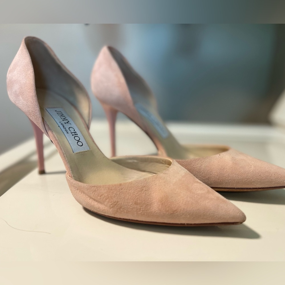 Jimmy Choo Powder Pink Suede and Leather “Darylin” 85 Pumps